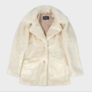 Women's Cream Faux Fur Coat